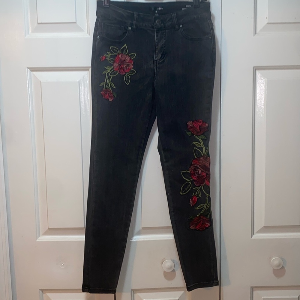 Aqua Embroidered Jeans